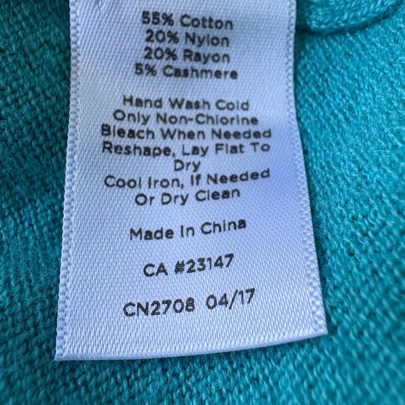 Talbots Petites M Button Up Cardigan Turquoise Cashmere Blend School Teacher - Picture 8 of 10